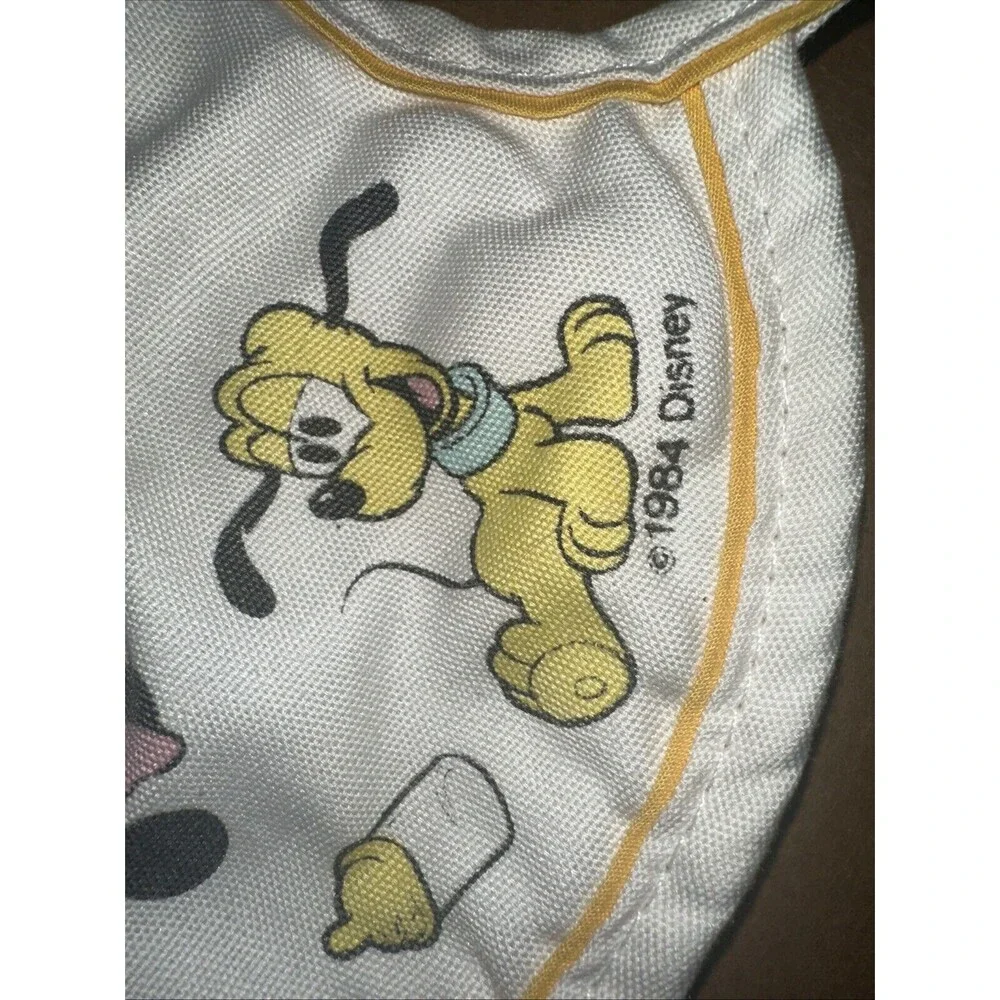 1984 Mickey Mouse Babies Quilted Back Circle Baby Bib - Disney -Made in USA